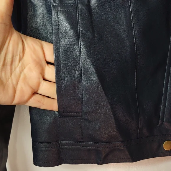 Lulu's Midnight Blue Leather Jacket Size Small - Picture 3 of 8